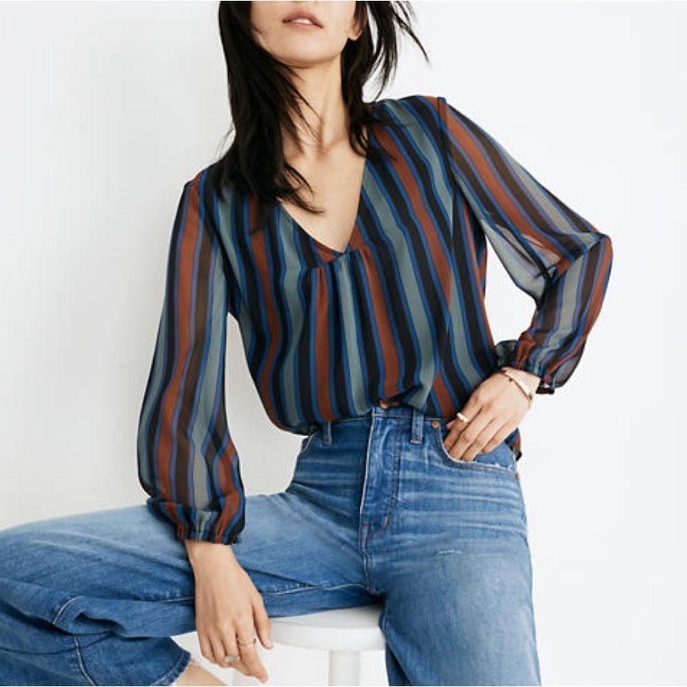 🆕️ NWOT! MADEWELL Sheer-Sleeve Top